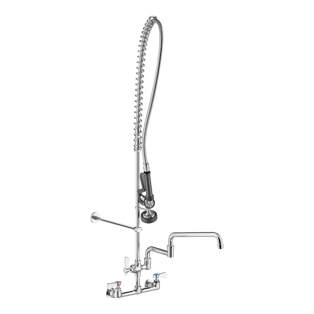 Regency 1.15 GPM Wall-Mounted Pre-Rinse Faucet with 8" Centers and 18" Double-Jointed Add-On Faucet