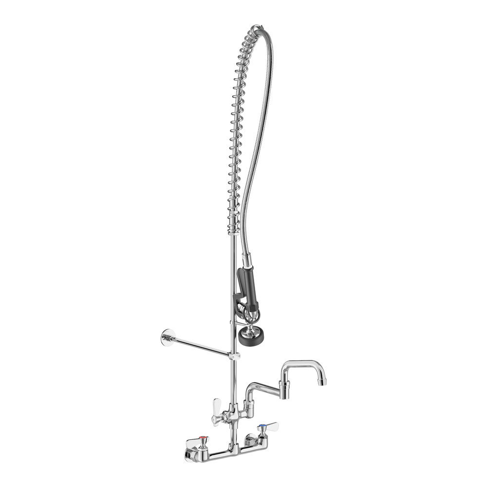 Regency 1.15 GPM Wall-Mounted Pre-Rinse Faucet with 8" Centers and 12" Double-Jointed Add-On Faucet
