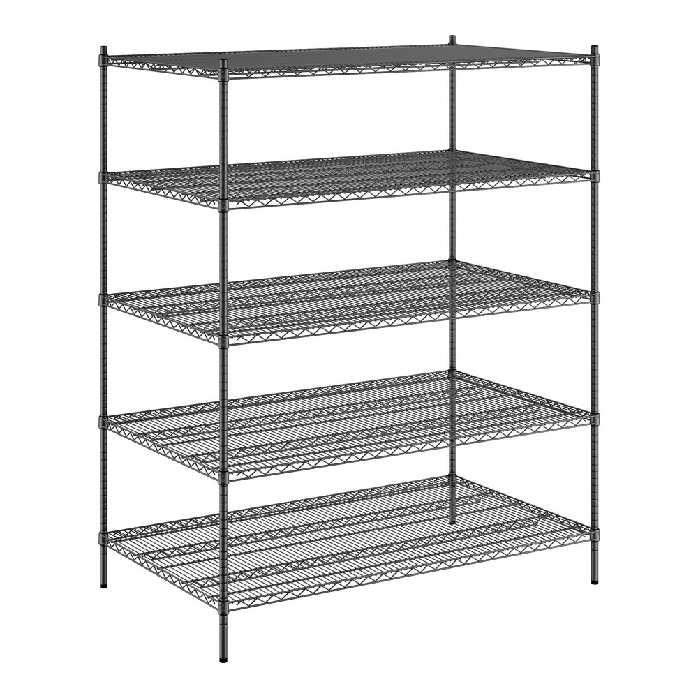 Regency 36" x 60" x 74" NSF Black Epoxy Stationary Wire Shelving Starter Kit with 5 Shelves