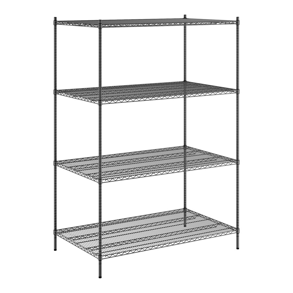 Regency 36" x 60" x 86" NSF Black Epoxy Stationary Wire Shelving Starter Kit with 4 Shelves
