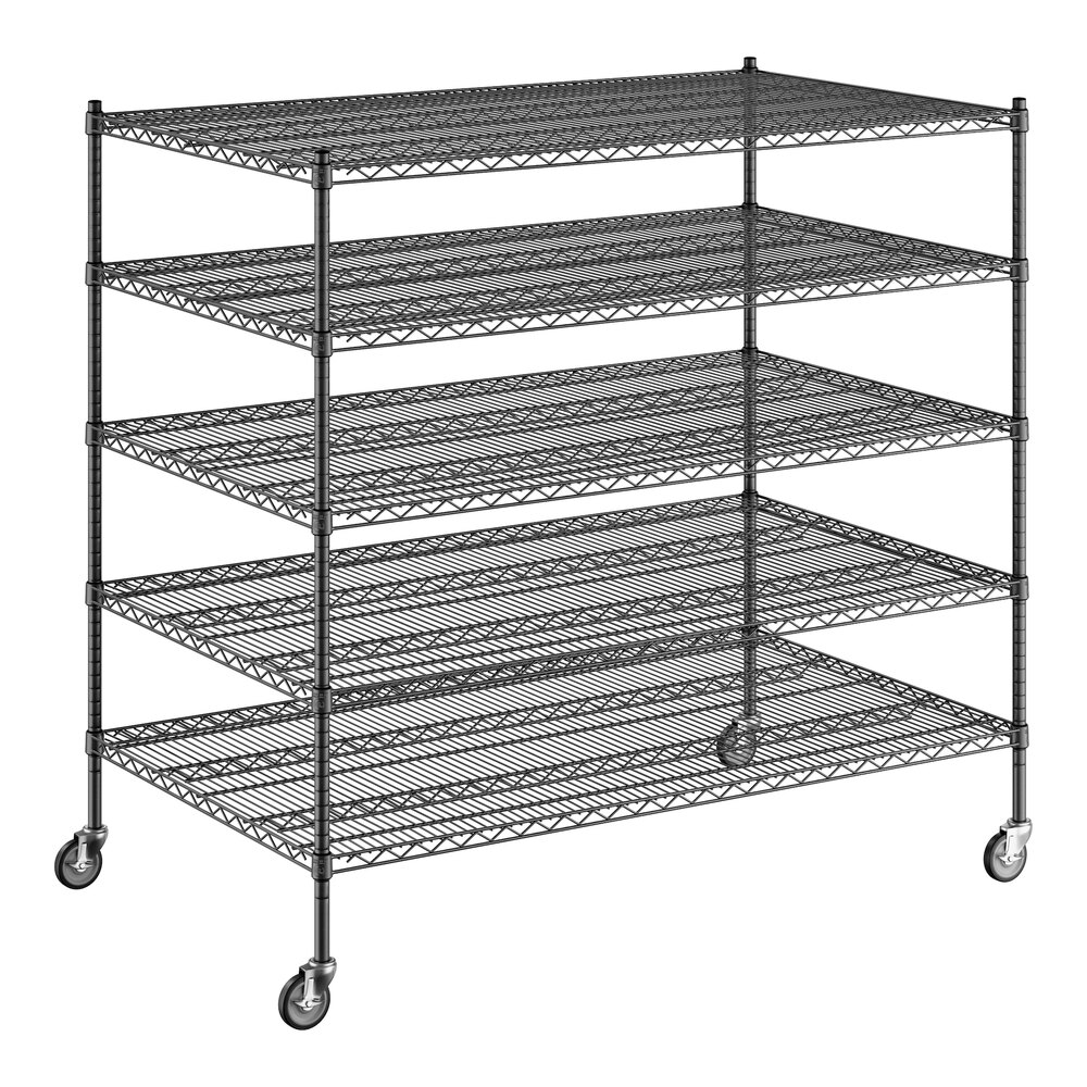 Regency 36" x 60" x 60" NSF Black Epoxy Mobile Wire Shelving Starter Kit with 5 Shelves