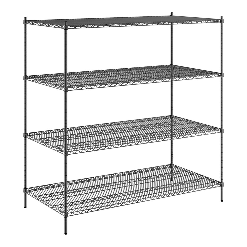 Regency 36" x 72" x 74" NSF Black Epoxy Stationary Wire Shelving Starter Kit with 4 Shelves