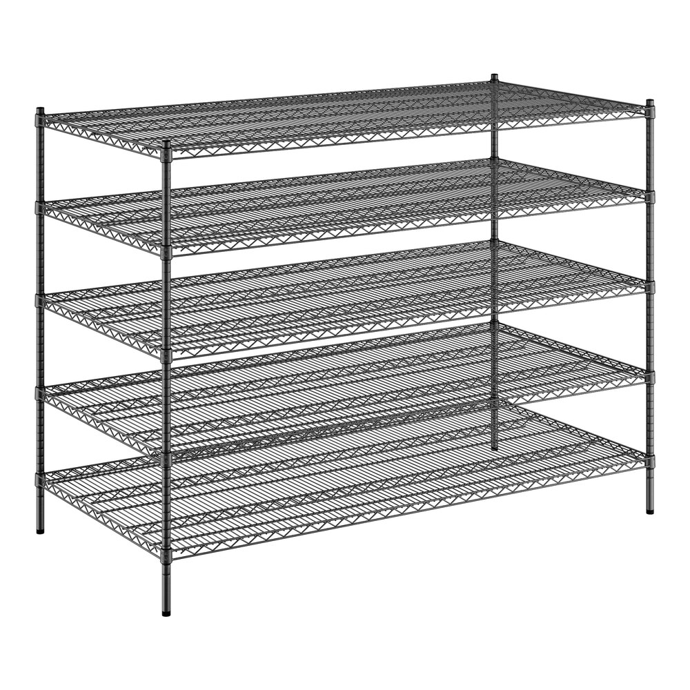 Regency 36" x 72" x 54" NSF Black Epoxy Stationary Wire Shelving Starter Kit with 5 Shelves