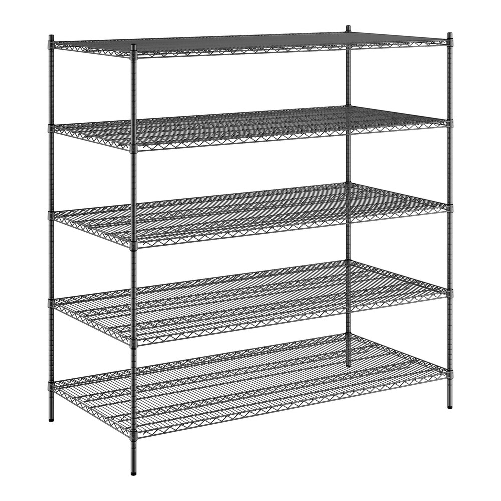 Regency 36" x 72" x 74" NSF Black Epoxy Stationary Wire Shelving Starter Kit with 5 Shelves