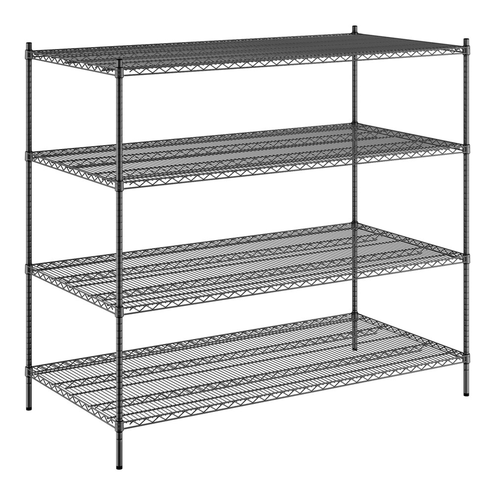 Regency 36" x 72" x 64" NSF Black Epoxy Stationary Wire Shelving Starter Kit with 4 Shelves