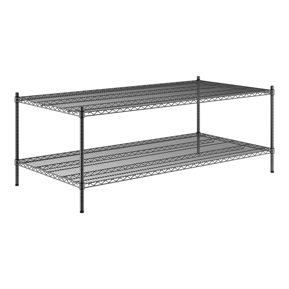 Regency 36" x 72" x 27" NSF Black Epoxy Stationary Wire Shelving Starter Kit with 2 Shelves