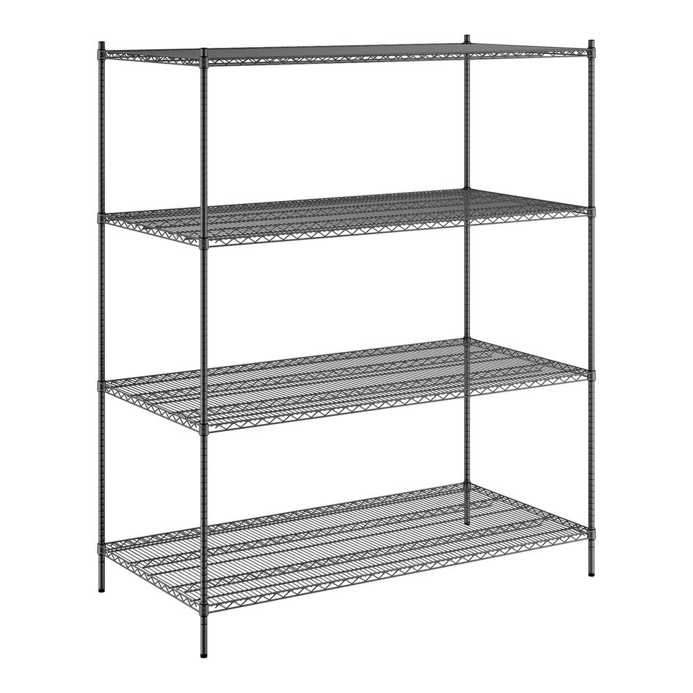 Regency 36" x 72" x 86" NSF Black Epoxy Stationary Wire Shelving Starter Kit with 4 Shelves
