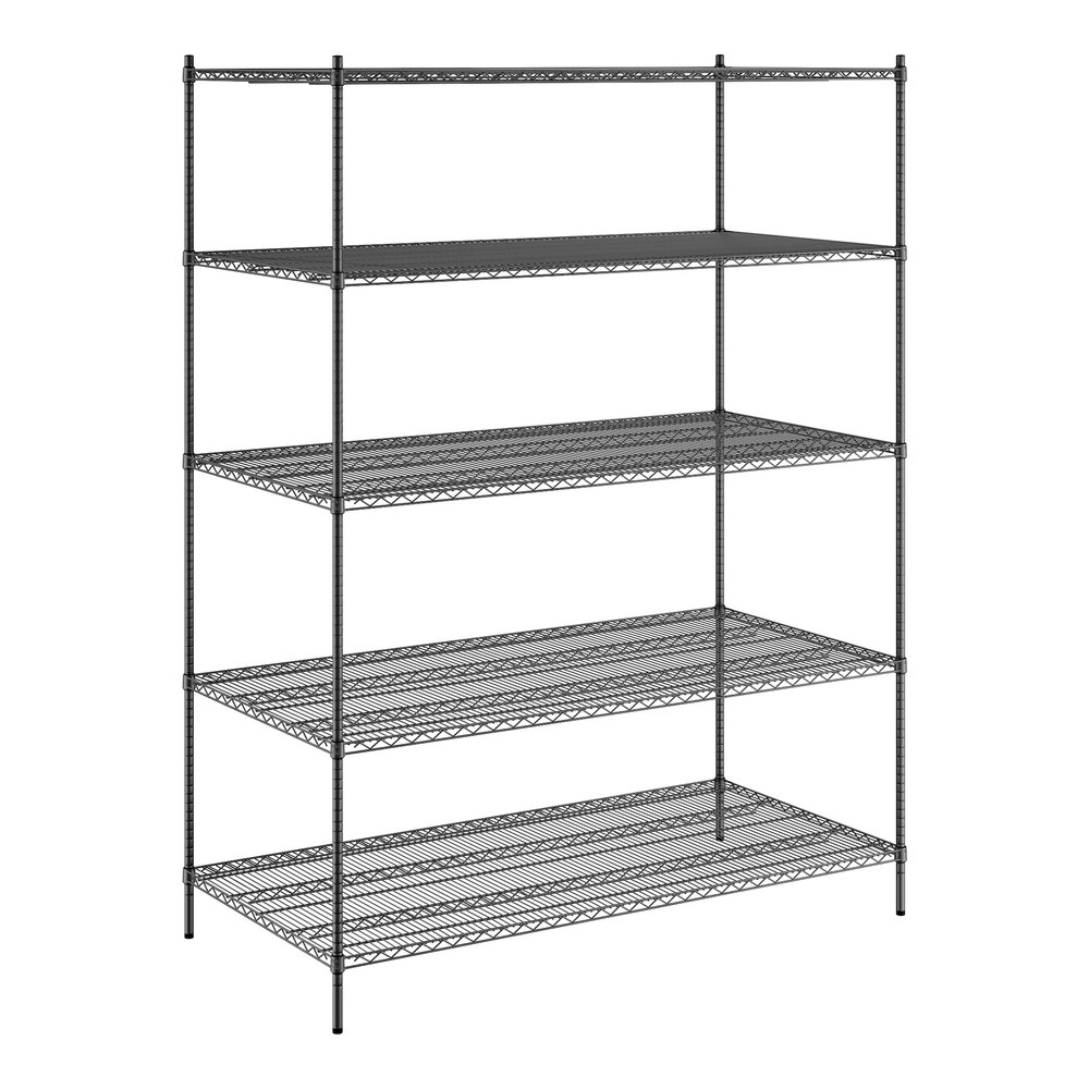 Regency 36" x 72" x 96" NSF Black Epoxy Stationary Wire Shelving Starter Kit with 5 Shelves