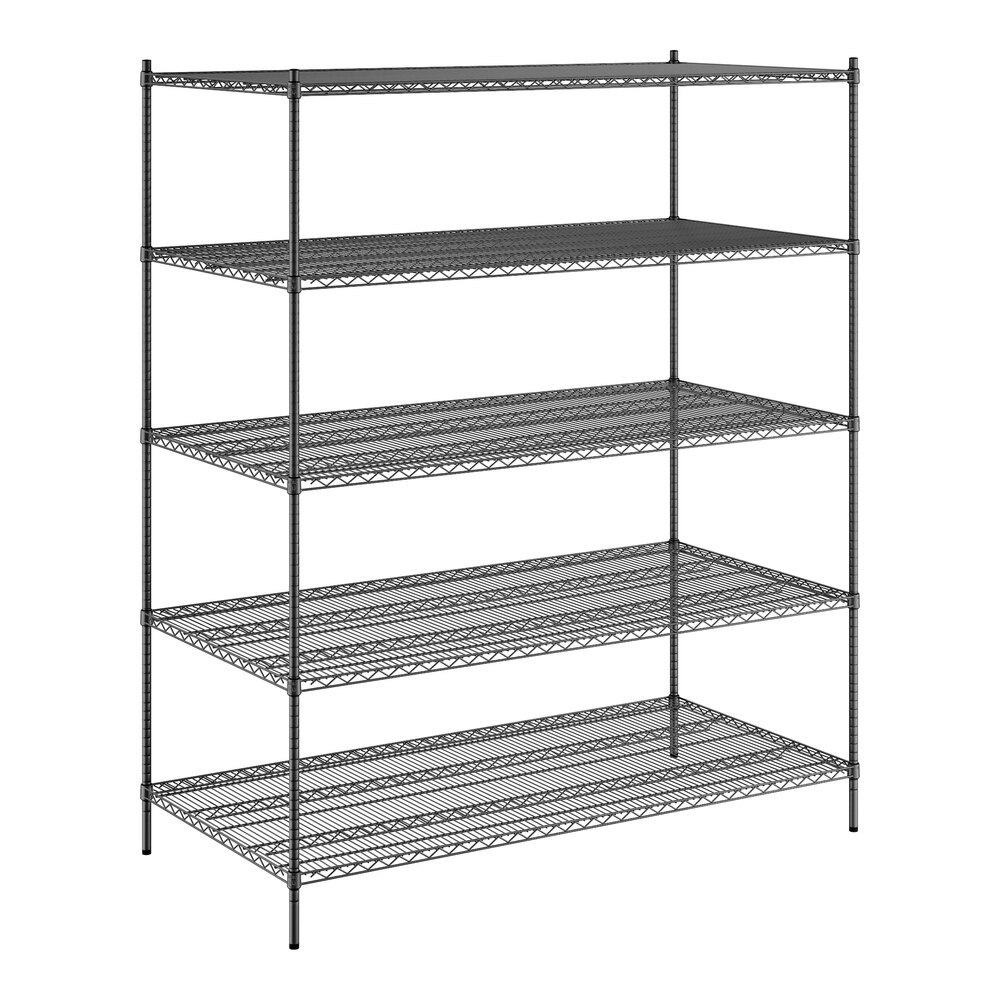 Regency 36" x 72" x 86" NSF Black Epoxy Stationary Wire Shelving Starter Kit with 5 Shelves
