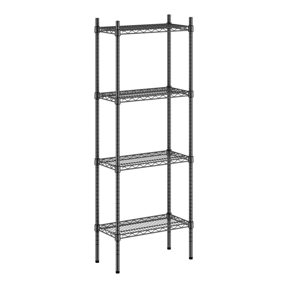 Regency 12" x 24" NSF Black Epoxy 4-Shelf Kit with 64" Posts