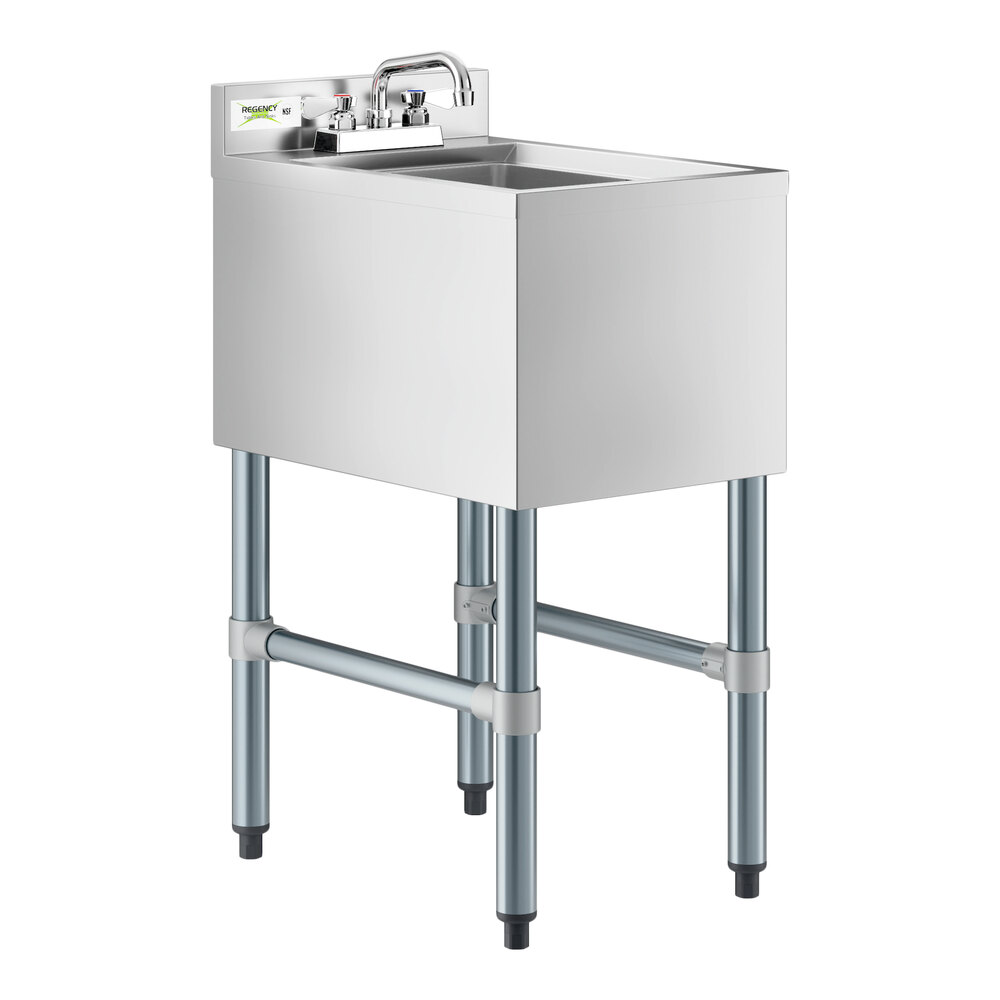 Regency 1 Bowl Underbar Dump Sink with Faucet - 14 1/2" x 21"