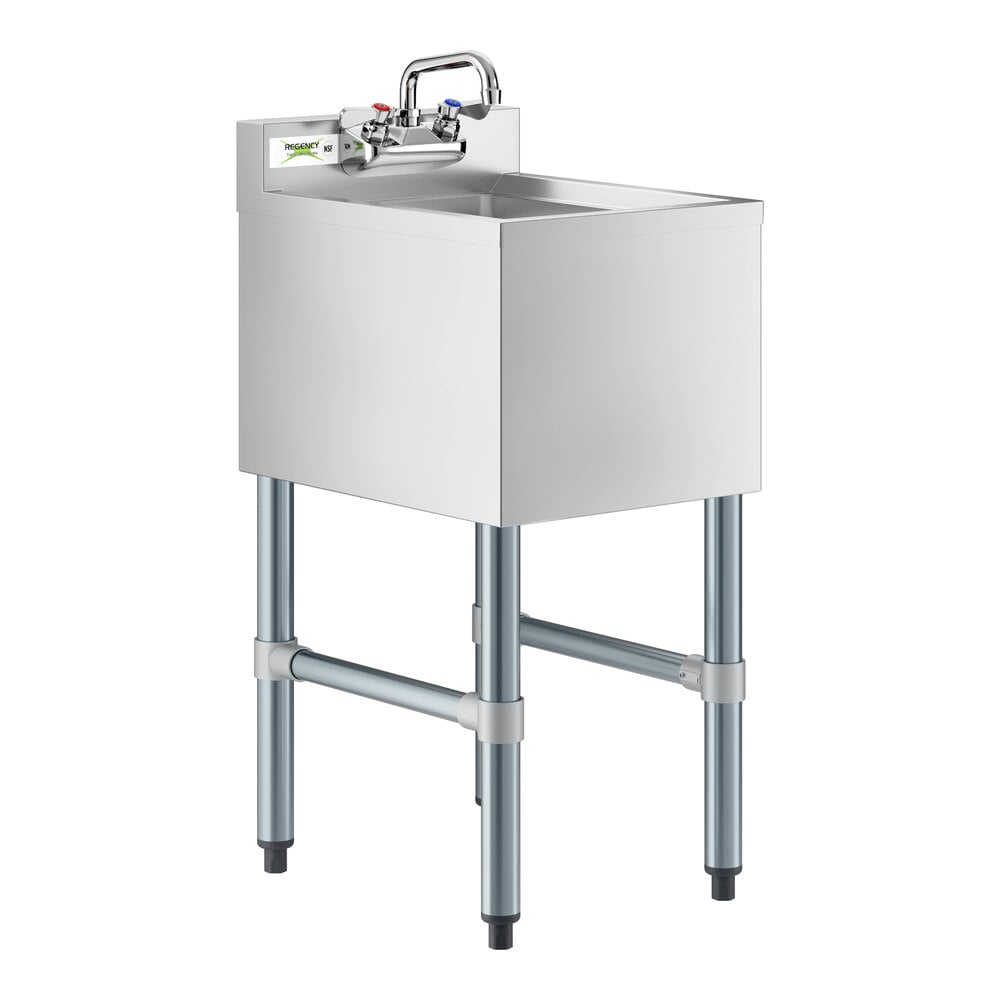 Regency 1 Bowl Underbar Dump Sink with Faucet - 14 1/2" x 18 3/4"