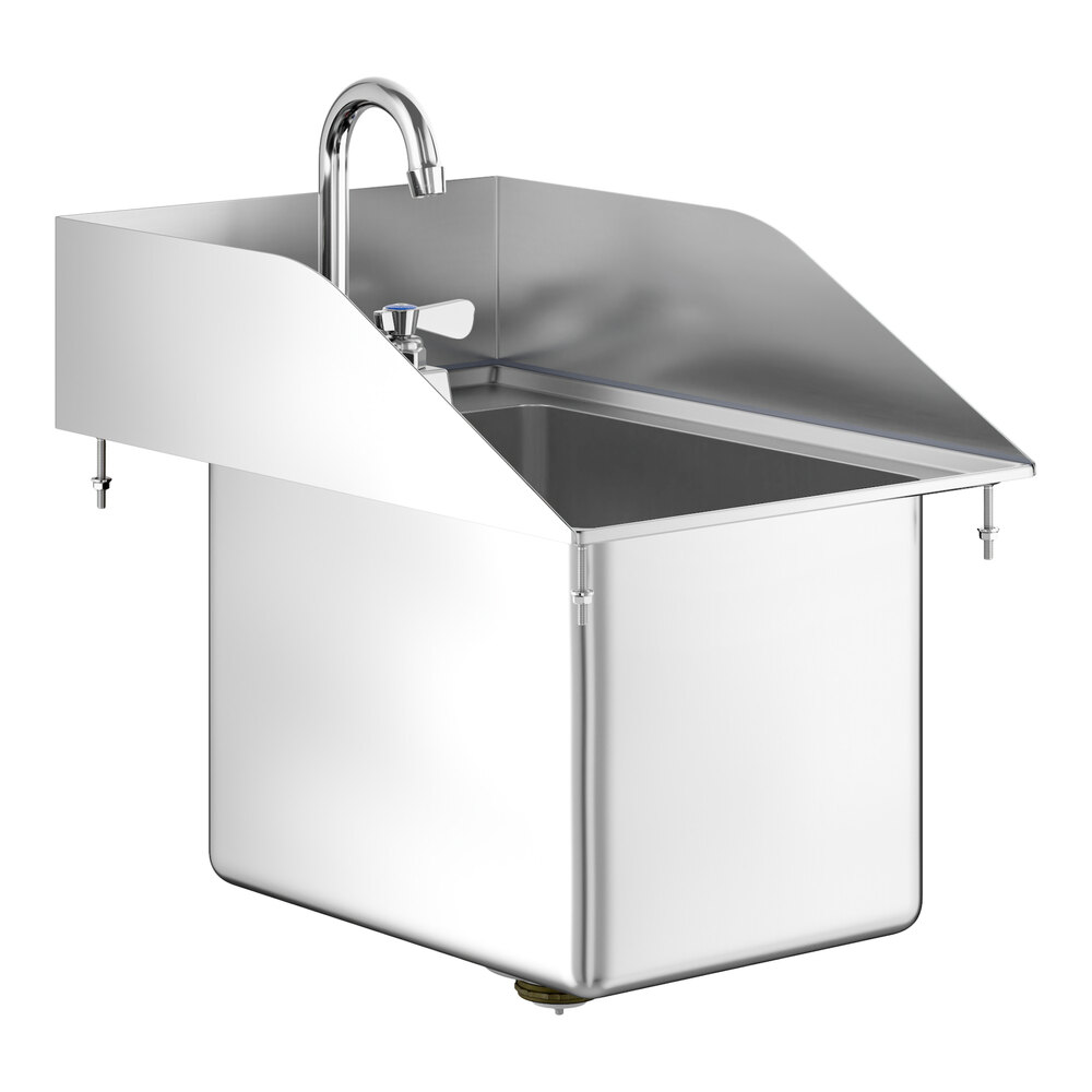 Regency 10" x 14" x 10" 16-Gauge Stainless Steel One Compartment Drop-In Sink with Side Splashes and 3 1/2" Swivel Gooseneck Faucet