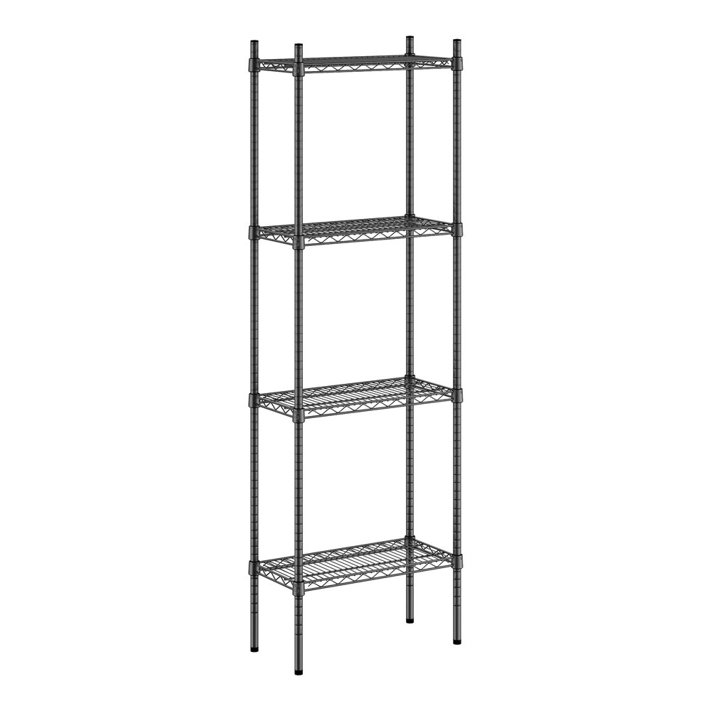 Regency 12" x 24" NSF Black Epoxy 4-Shelf Kit with 74" Posts