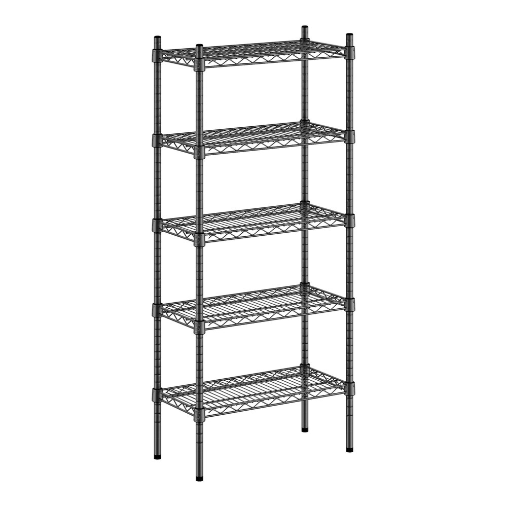 Regency 12" x 24" NSF Black Epoxy 5-Shelf Kit with 54" Posts