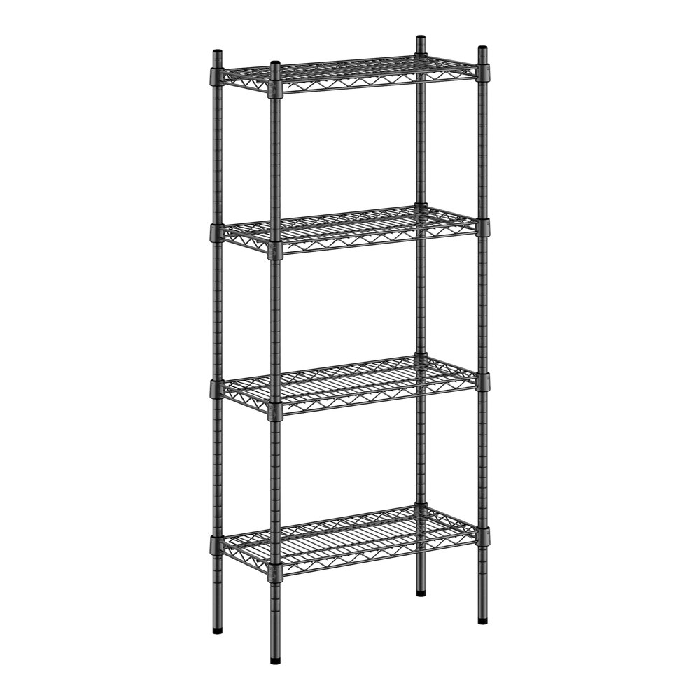 Regency 12" x 24" NSF Black Epoxy 4-Shelf Kit with 54" Posts