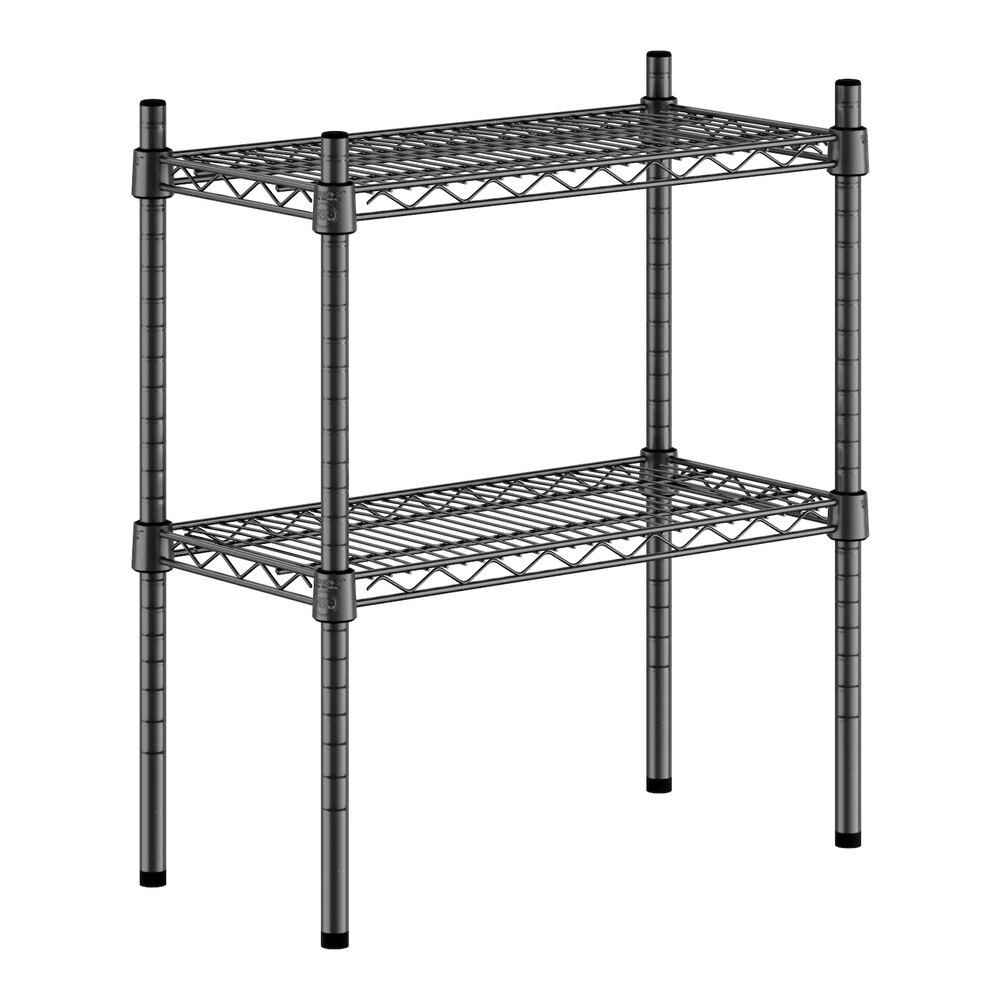 Regency 12" x 24" NSF Black Epoxy 2-Shelf Kit with 27" Posts