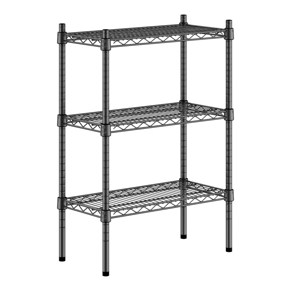 Regency 12" x 24" NSF Black Epoxy 3-Shelf Kit with 34" Posts