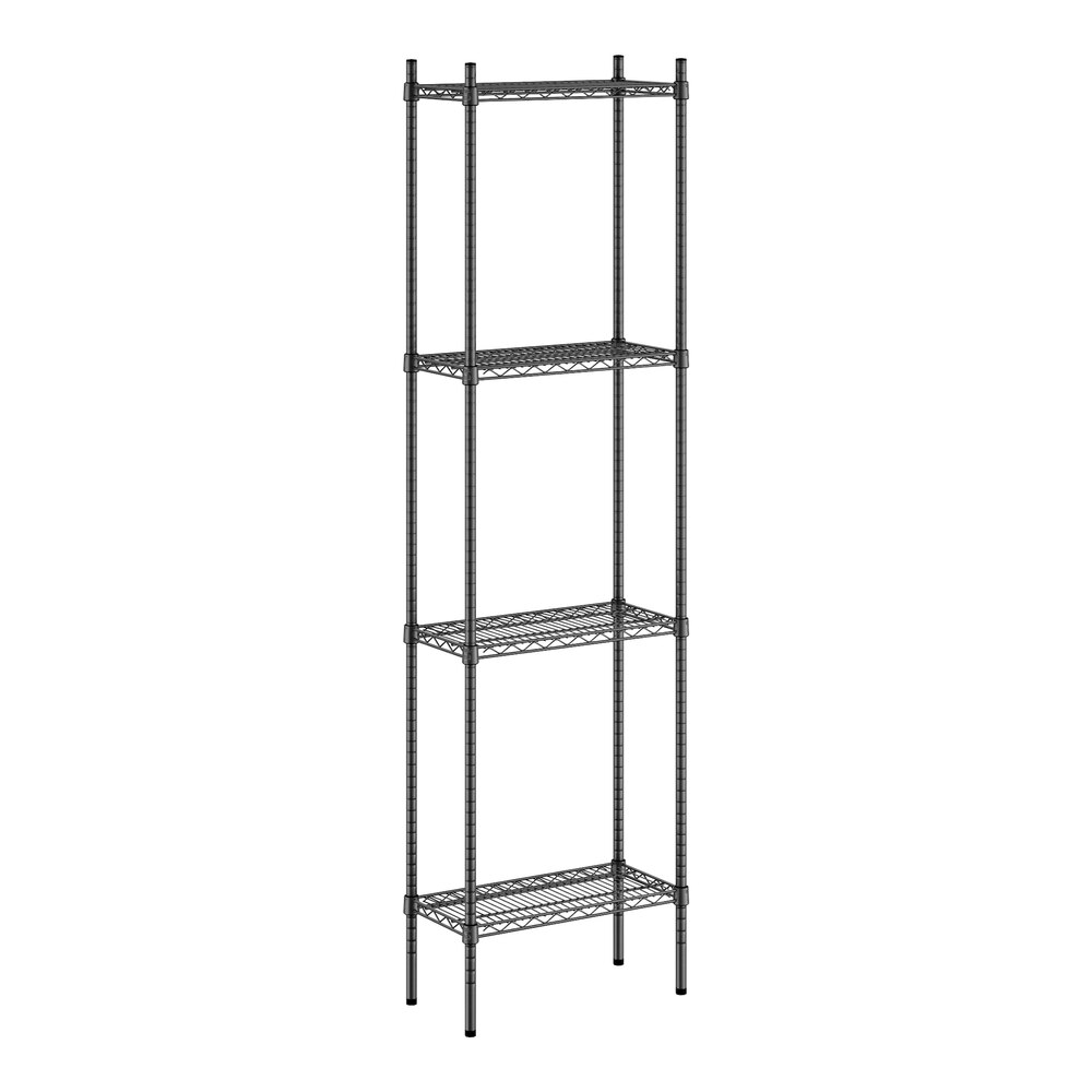 Regency 12" x 24" NSF Black Epoxy 4-Shelf Kit with 86" Posts