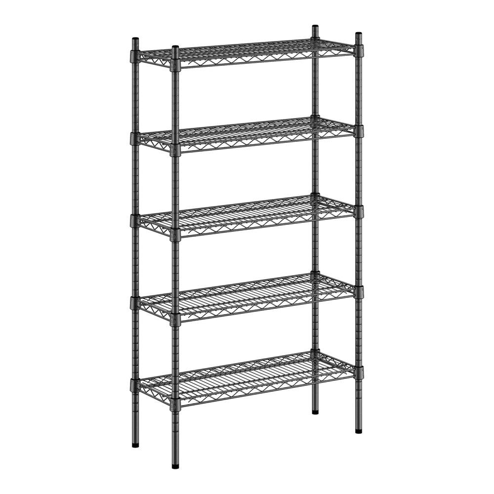 Regency 12" x 30" NSF Black Epoxy 5-Shelf Kit with 54" Posts
