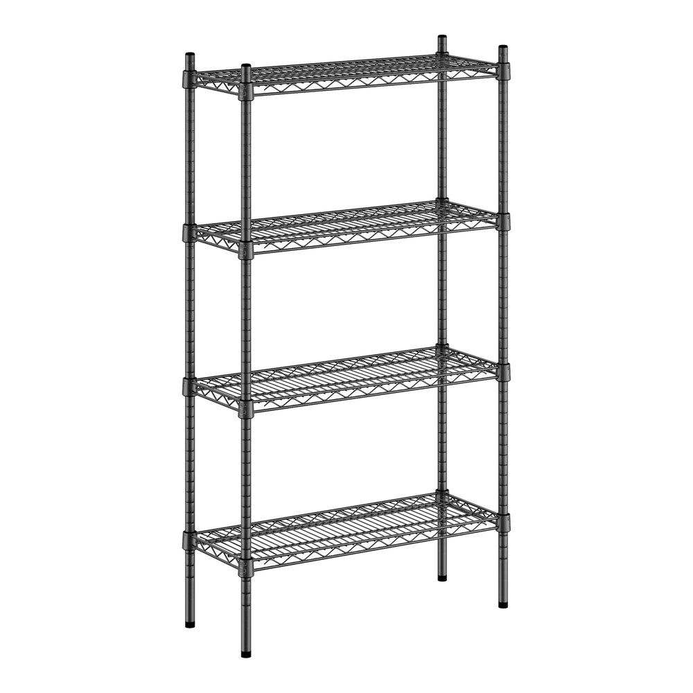 Regency 12" x 30" NSF Black Epoxy 4-Shelf Kit with 54" Posts
