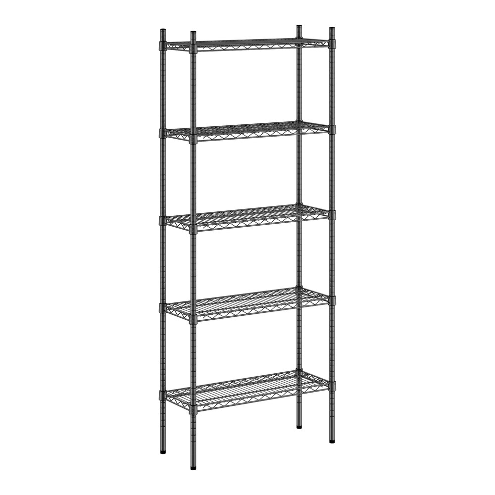 Regency 12" x 30" NSF Black Epoxy 5-Shelf Kit with 74" Posts