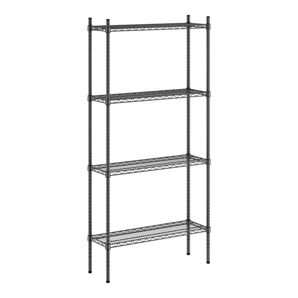 Regency 12" x 36" NSF Black Epoxy 4-Shelf Kit with 74" Posts