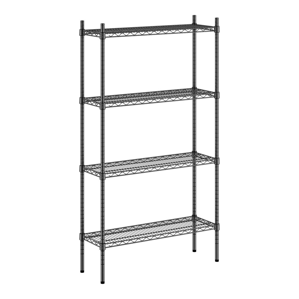 Regency 12" x 36" NSF Black Epoxy 4-Shelf Kit with 64" Posts