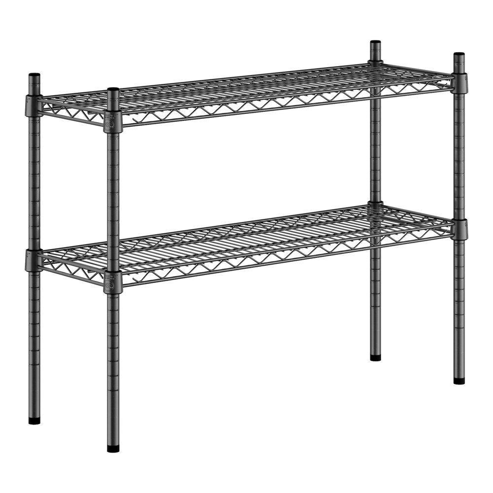 Regency 12" x 36" NSF Black Epoxy 2-Shelf Kit with 27" Posts