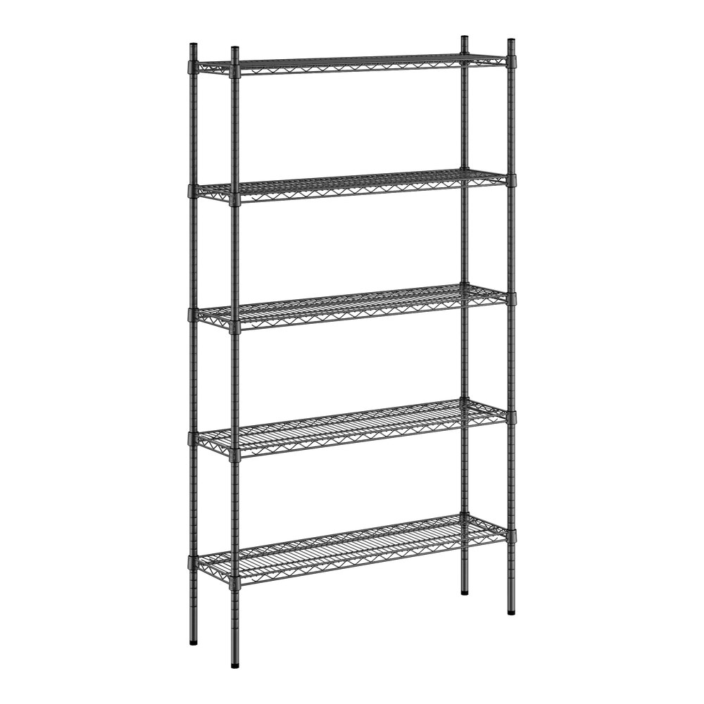 Regency 12" x 42" NSF Black Epoxy 5-Shelf Kit with 74" Posts