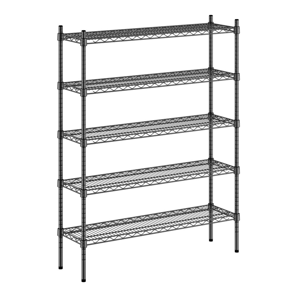 Regency 12" x 42" NSF Black Epoxy 5-Shelf Kit with 54" Posts