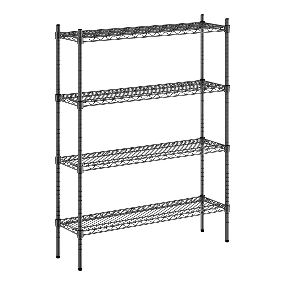 Regency 12" x 42" NSF Black Epoxy 4-Shelf Kit with 54" Posts