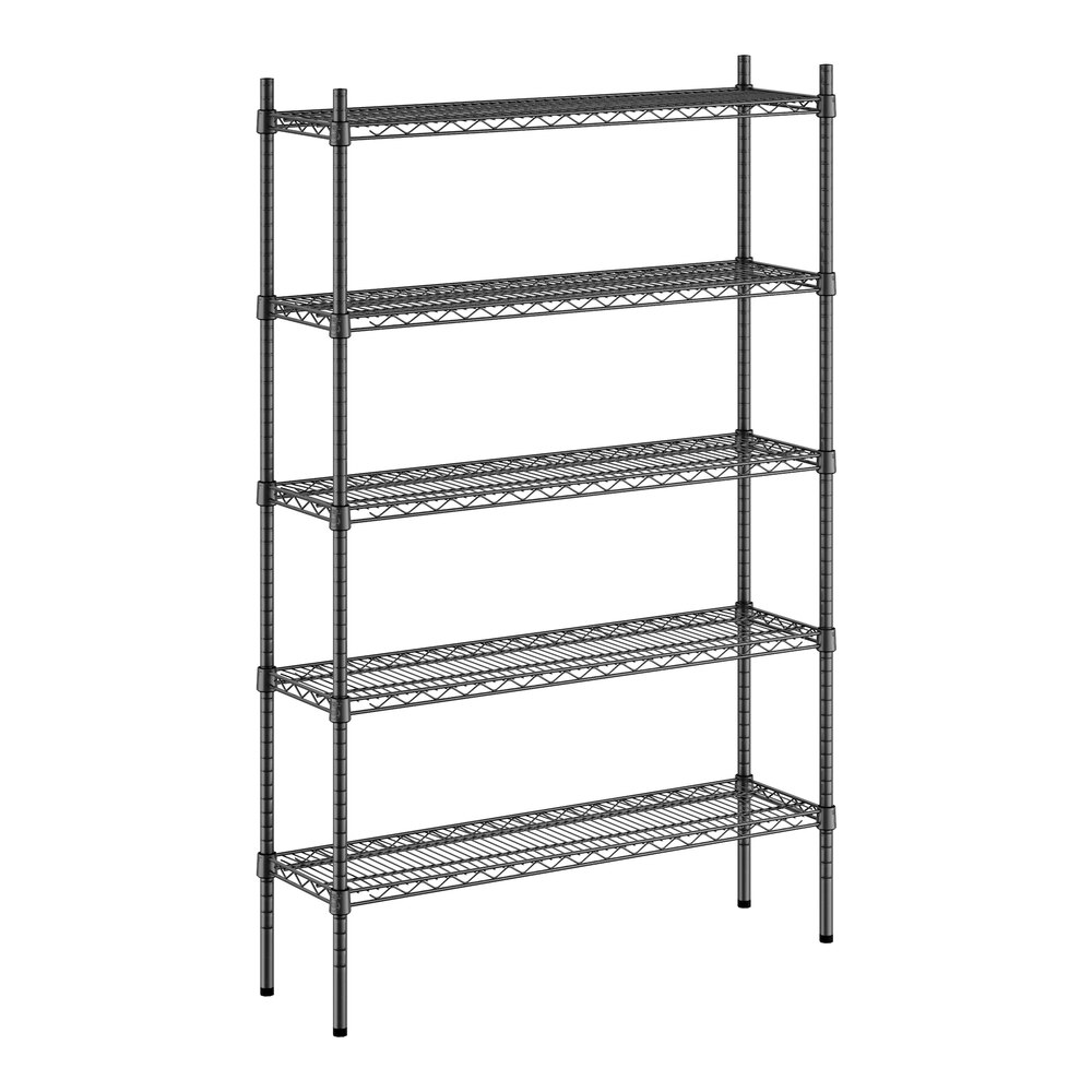 Regency 12" x 42" NSF Black Epoxy 5-Shelf Kit with 64" Posts