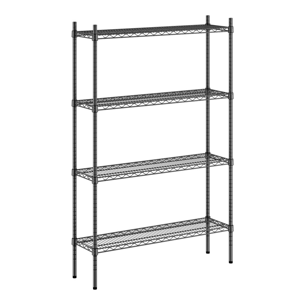 Regency 12" x 42" NSF Black Epoxy 4-Shelf Kit with 64" Posts