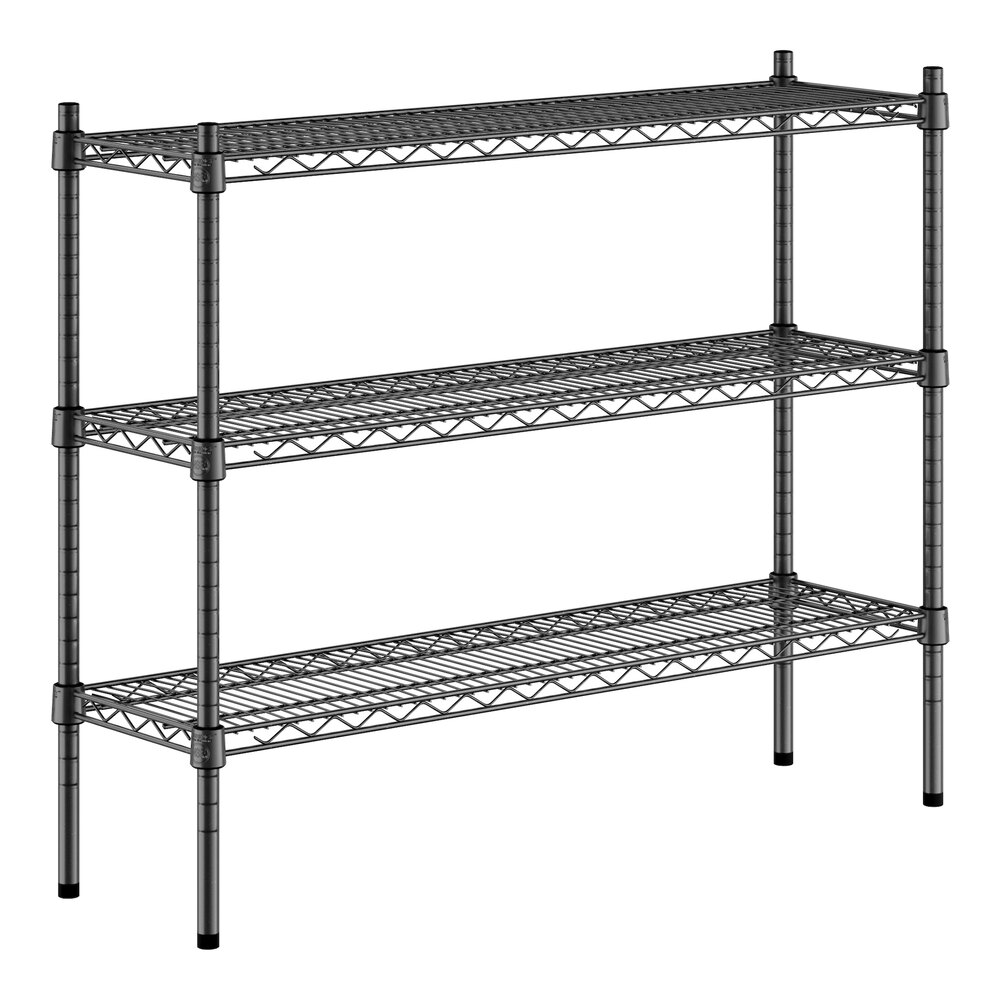 Regency 12" x 42" NSF Black Epoxy 3-Shelf Kit with 34" Posts
