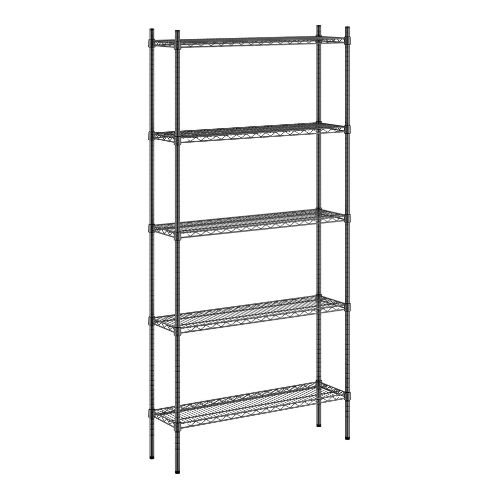 Regency 12" x 42" NSF Black Epoxy 5-Shelf Kit with 86" Posts