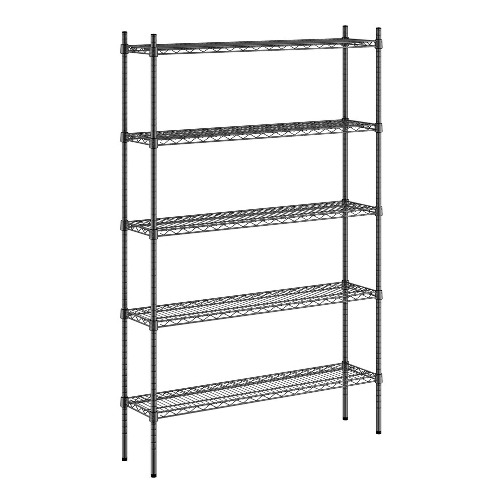Regency 12" x 48" NSF Black Epoxy 5-Shelf Kit with 74" Posts