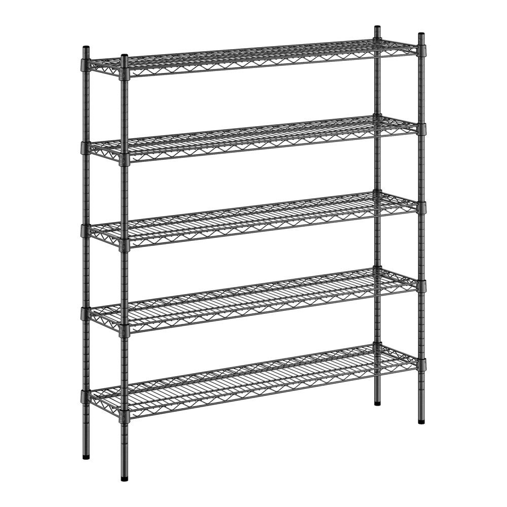 Regency 12" x 48" NSF Black Epoxy 5-Shelf Kit with 54" Posts