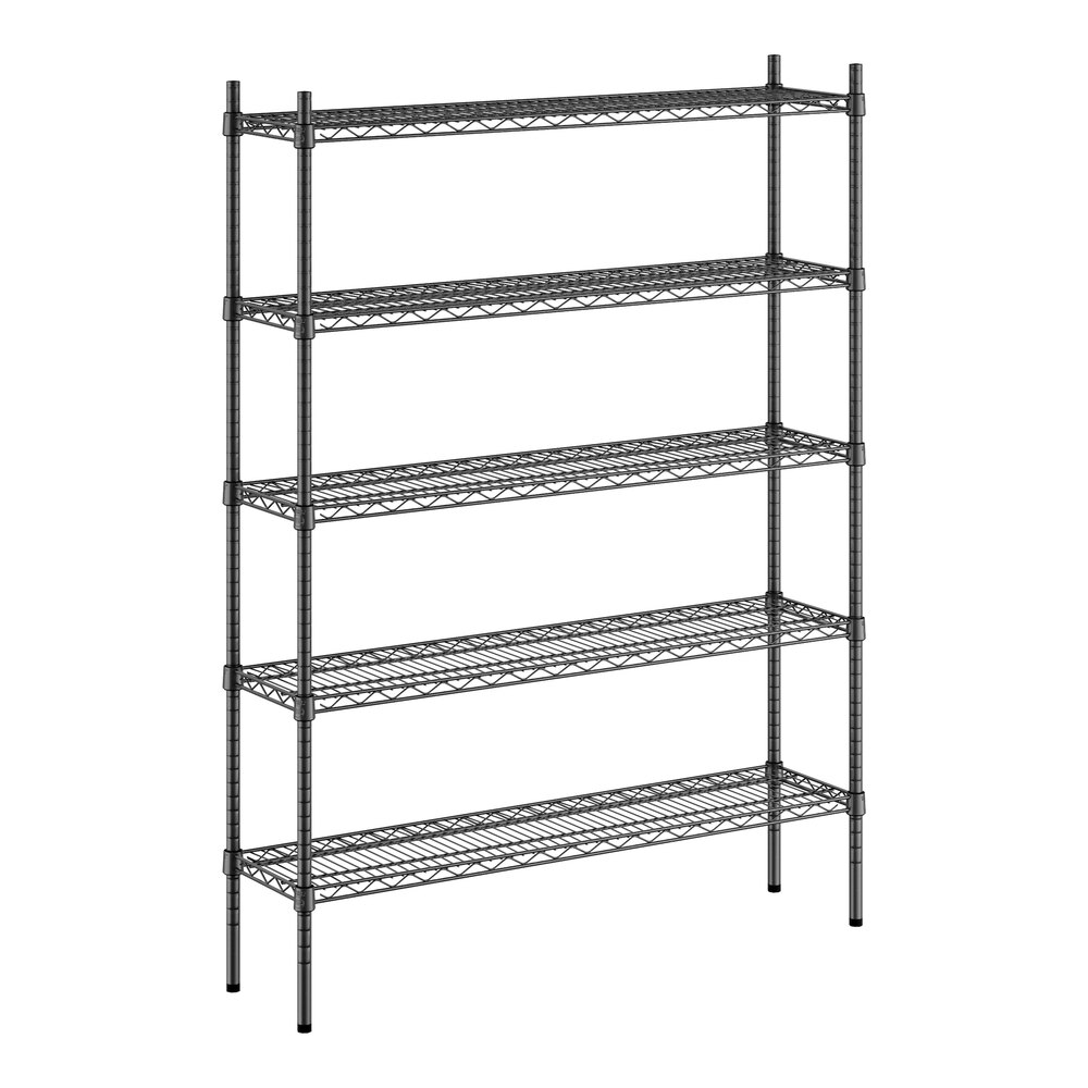 Regency 12" x 48" NSF Black Epoxy 5-Shelf Kit with 64" Posts