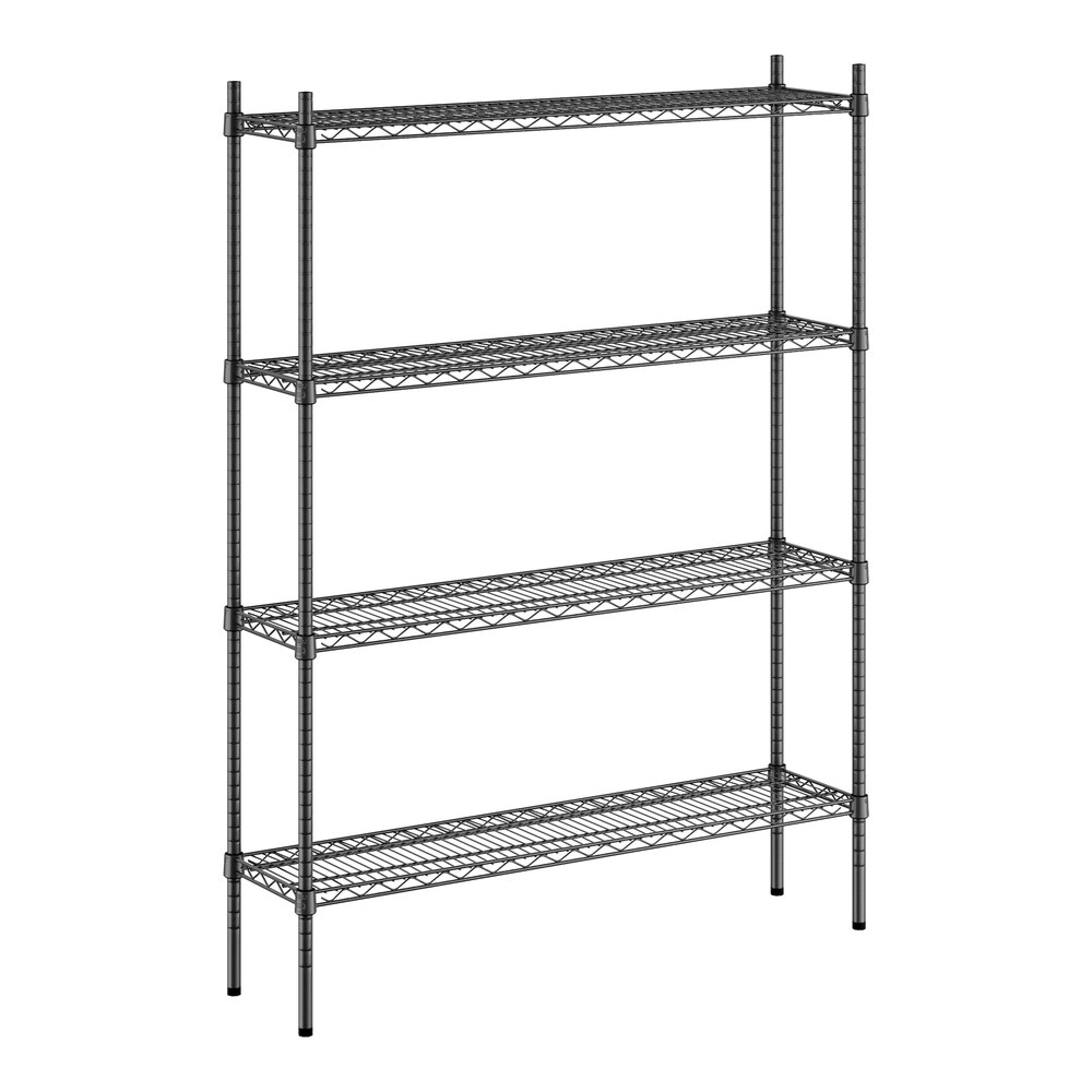 Regency 12" x 48" NSF Black Epoxy 4-Shelf Kit with 64" Posts