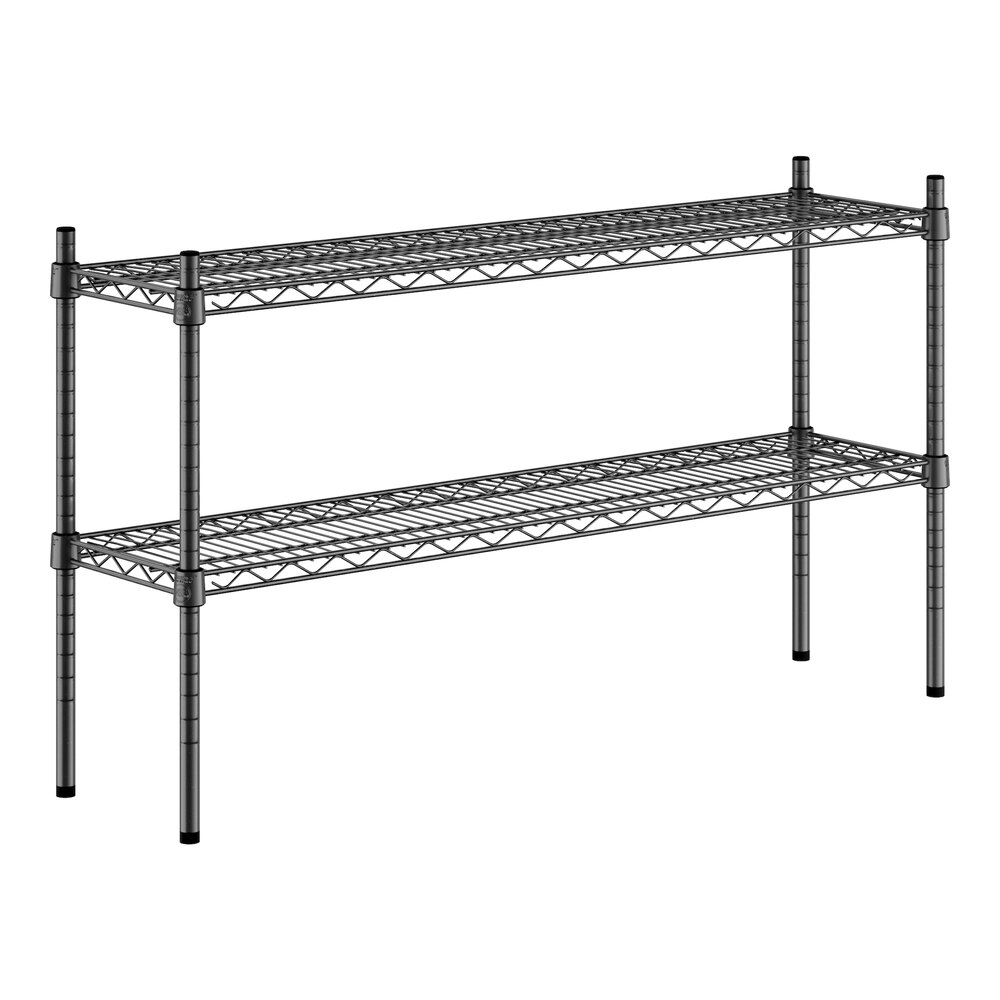 Regency 12" x 48" NSF Black Epoxy 2-Shelf Kit with 27" Posts