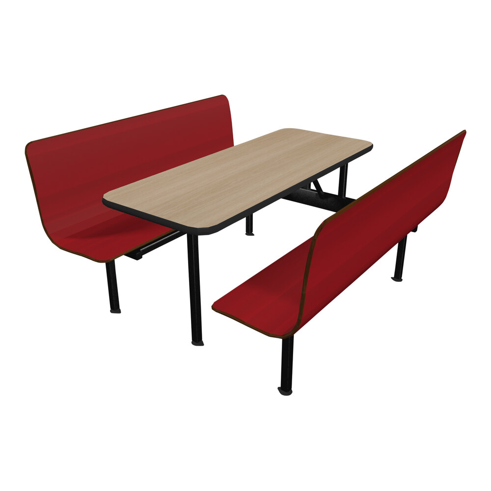 Plymold Contour 24" x 59" Beige Table Top with 2 Hollyberry Benches