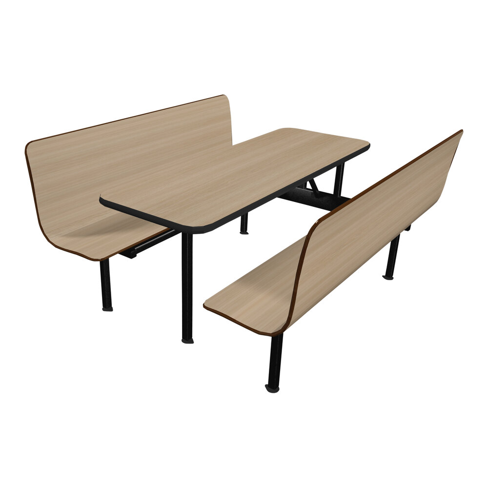 Plymold Contour 24" x 59" Beige Table Top with 2 Beige Benches