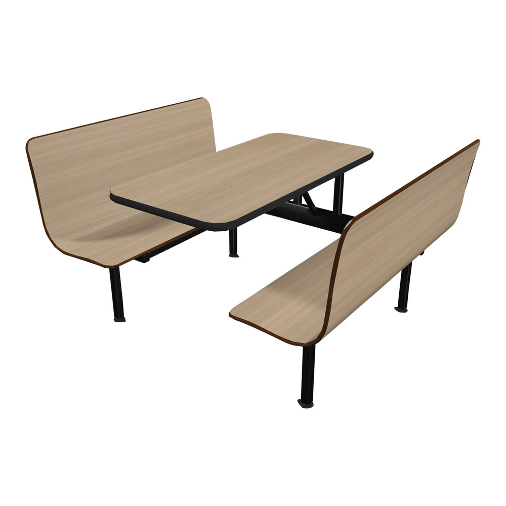 Plymold Contour 24" x 47" Beige Table Top with 2 Beige Benches