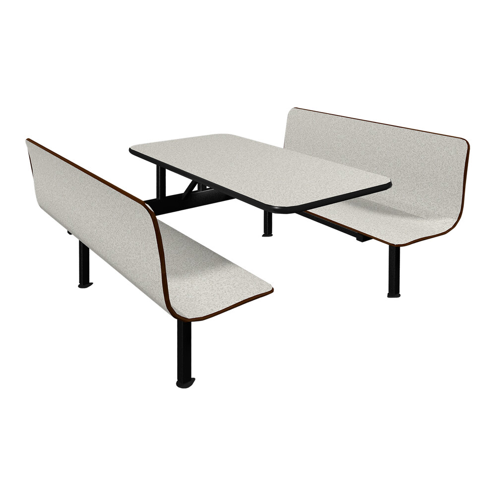 Plymold Contour 24" x 47" White Table Top with 2 White Benches