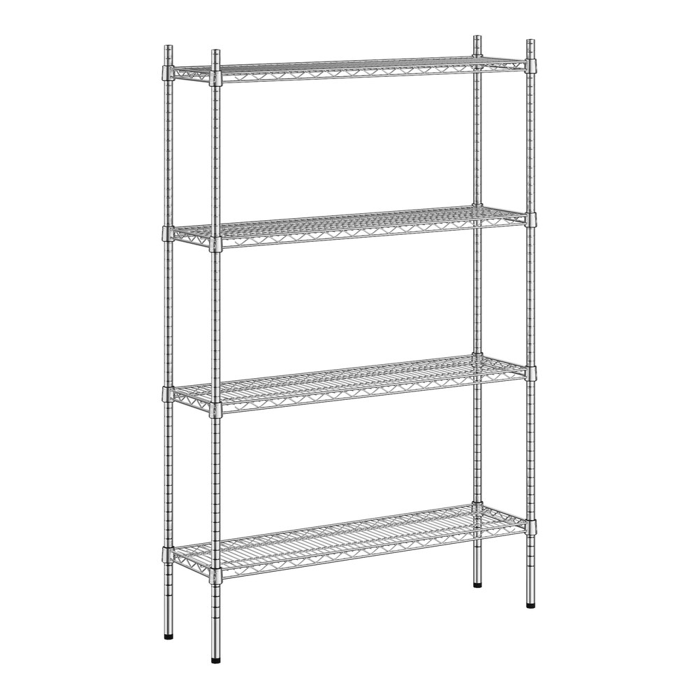 Regency 12" x 42" x 64" NSF Chrome Stationary 4-Shelf Kit