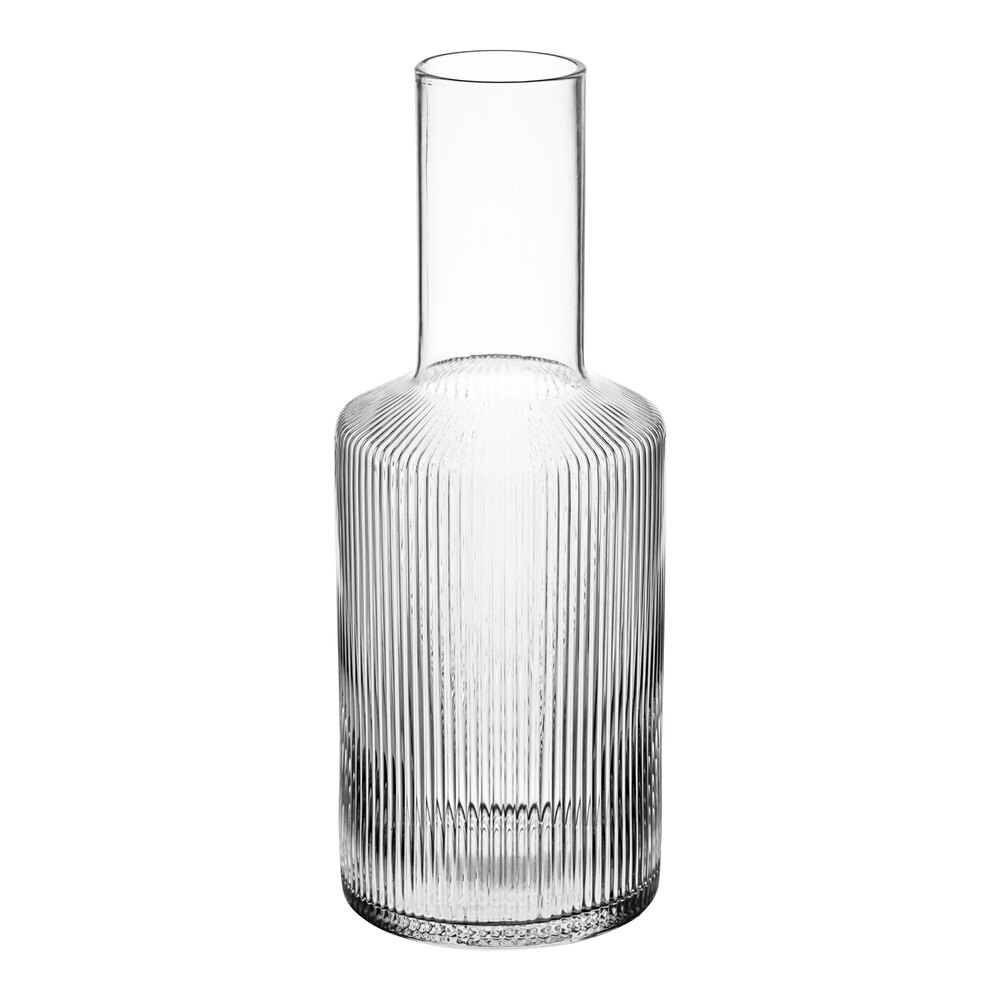 Acopa Lore 9 1/2" Glass Ribbed Vase - 6/Case
