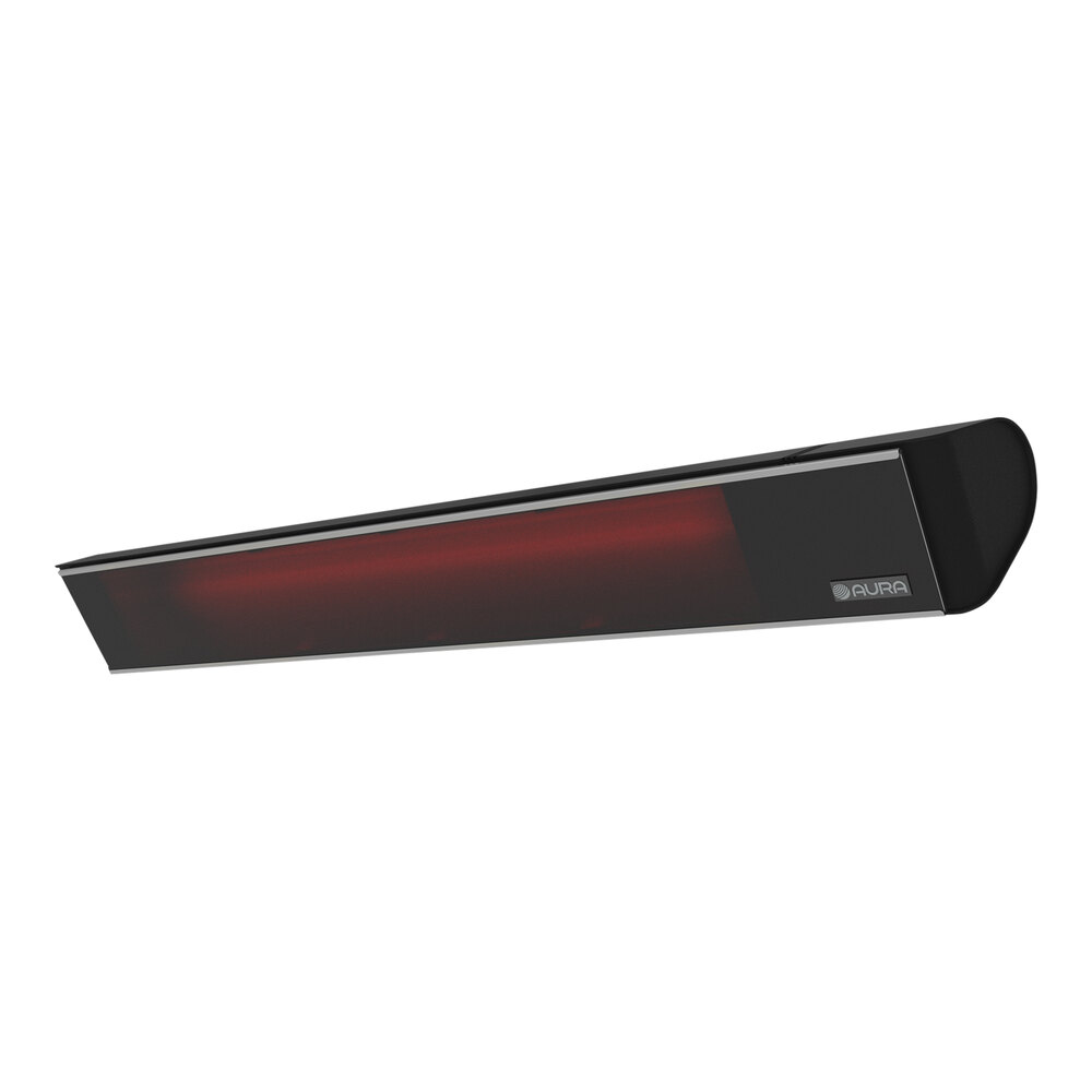 Aura Decor ADGLASS-30240B 42 5/8" Black Aluminum / Ceramic Glass Carbon Fiber Electric Infrared Heater with Remote and Bluetooth - 240V, 3000W