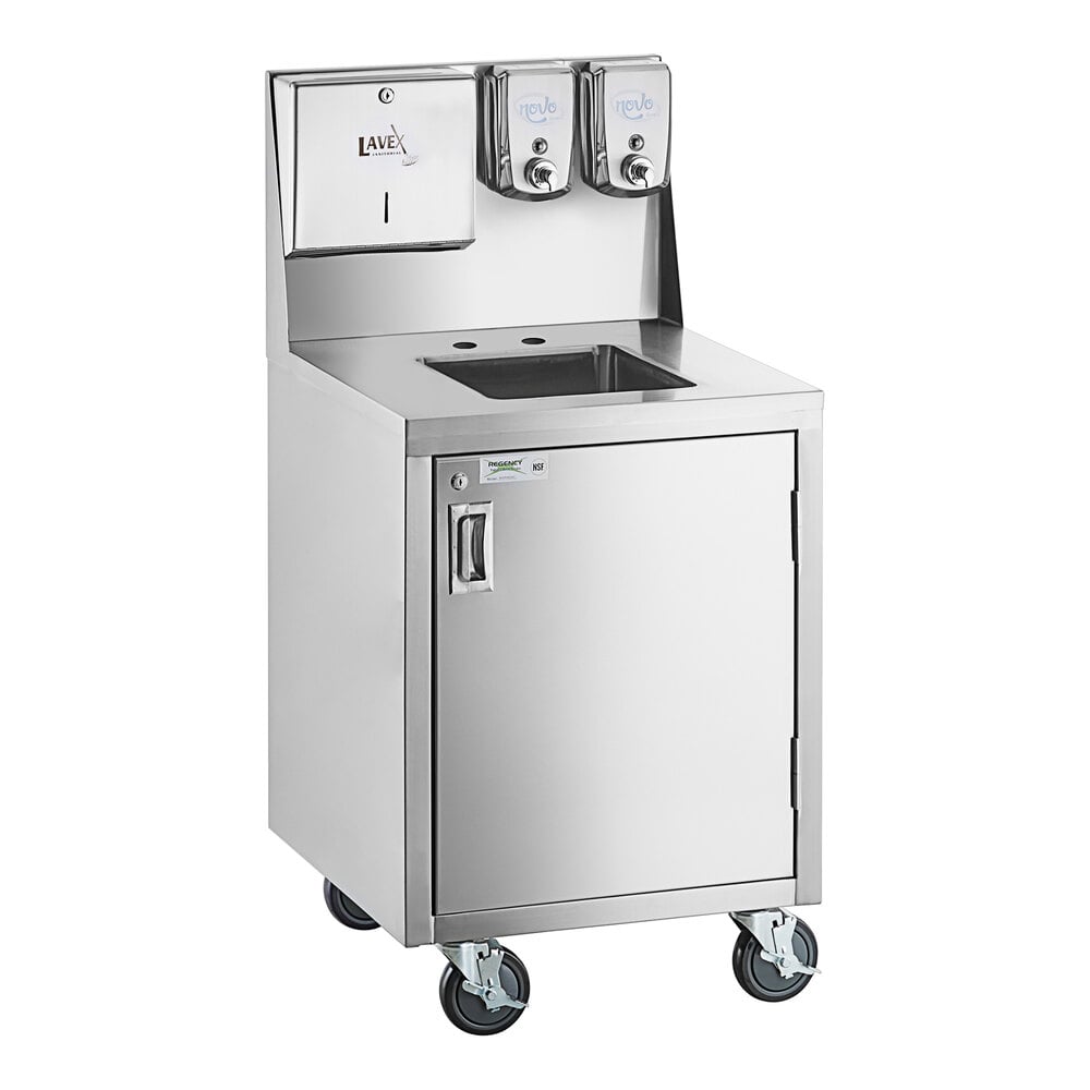 Regency Space Saver Single Bowl Cold Water Portable Hand Sink Cart