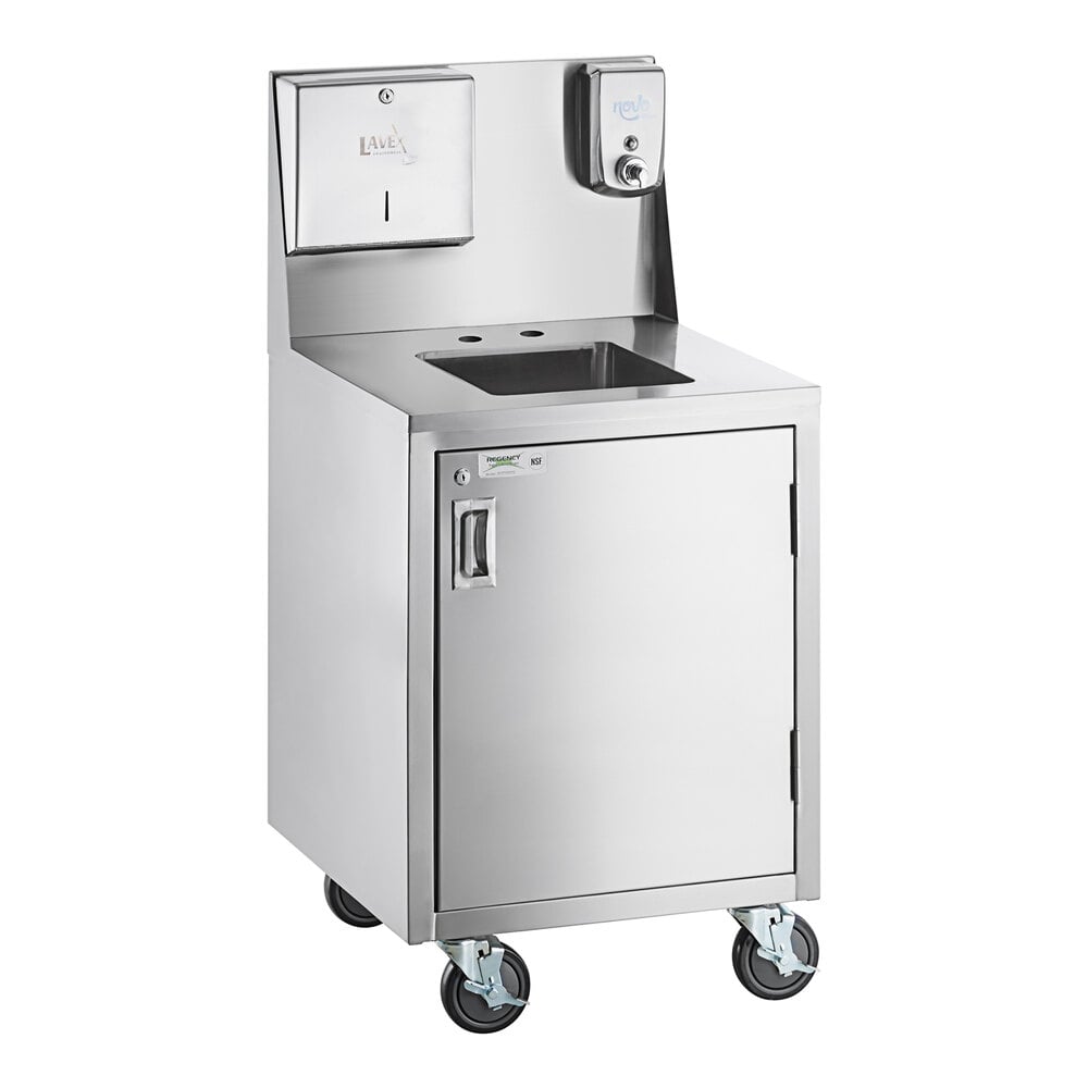 Regency Space Saver Single Bowl Hot and Cold Portable Hand Sink Cart